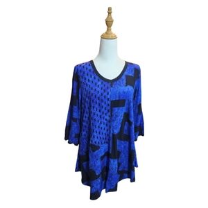 Blue Sky Blue Patterned Women's Swing Top